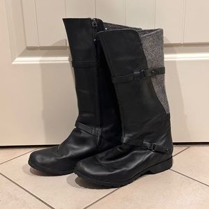 Teva De La Vina Black Grey Wool Waterproof Leather Knee High Tall Riding SIZE 10